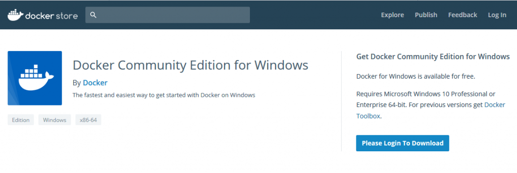 Docker community edition for windows 10